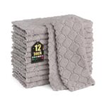 Homaxy 12 Pack Kitchen Dish Cloths (10 x 10 Inches, Grey)