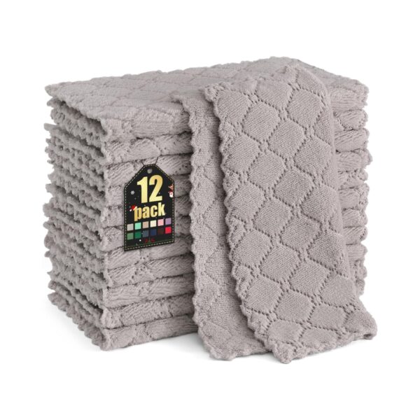 Homaxy 12 Pack Kitchen Dish Cloths (10 x 10 Inches, Grey)