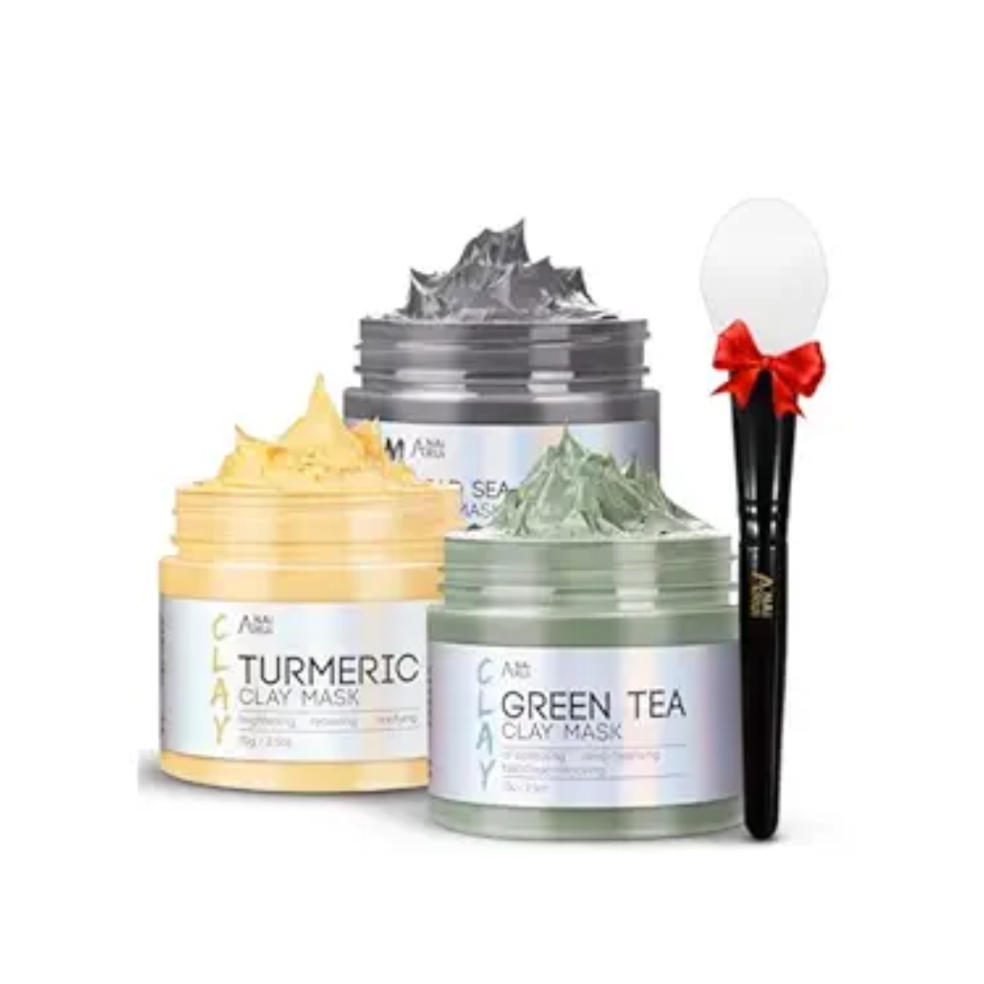 ANAI RUI Turmeric Clay Mask – Green Tea Clay Mask – Dead Sea Minerals Mud Mask